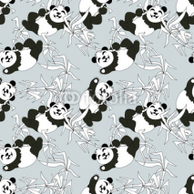 Naklejki Pandas seamless pattern
