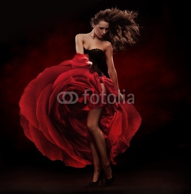 Beautiful dancer wearing red dress
