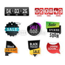 Sale badge stickers percent discount black friday symbols vector illustration.
