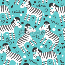 Naklejki Childish seamless pattern wtih cute zebras