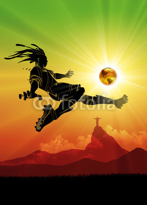 Brazil soccer player shooting the sun