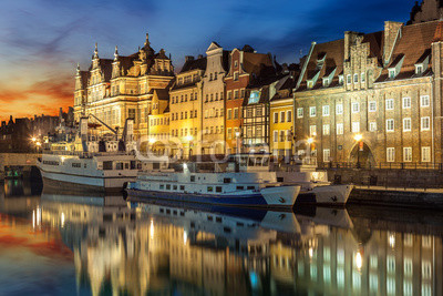 Old Town and Motlawa river in Gdansk, Poland.