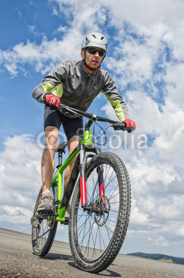 low angle portrait of mountian biker