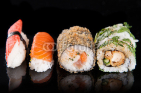 Naklejki Japanese seafood sushi set