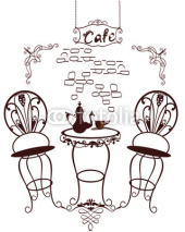 Fototapety Cafe symbols - table and chairs