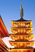 Naklejki Japanese red pagoda  from The sensoji  Temple , Asakusa Tokyo