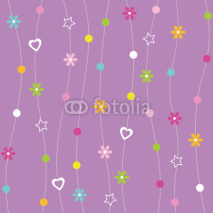 Fototapety hearts flowers dots and stars pattern