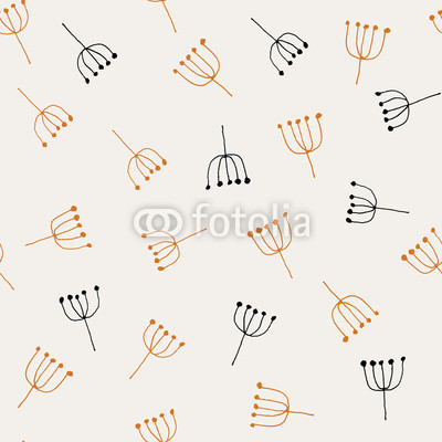 Vector seamless floral sketch pattern. Sketch background. Hand drawn hipster print. Modern graphic design.