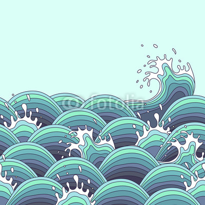 Sea wave background in the decorative style