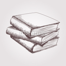 Naklejki Vector sketch of books stack