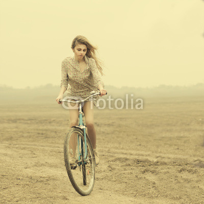 beautiful girl hipster bike