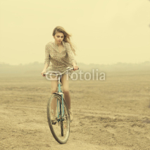 Fototapety beautiful girl hipster bike