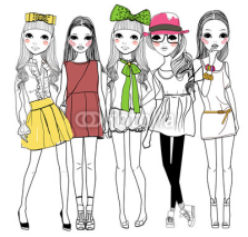 Naklejki Five fashion girl