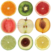 Fototapety Collage mit gesunden Früchten und Obst