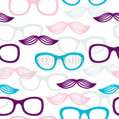 Seamless glasses and mustache pattern