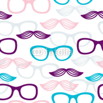 Obrazy i plakaty Seamless glasses and mustache pattern