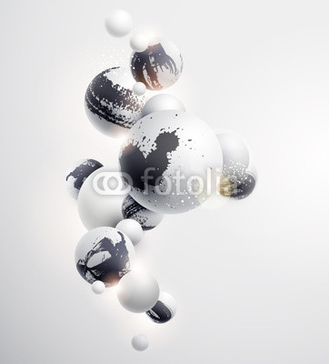 Minimalistic white background with 3D balls.