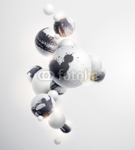 Obrazy i plakaty Minimalistic white background with 3D balls.