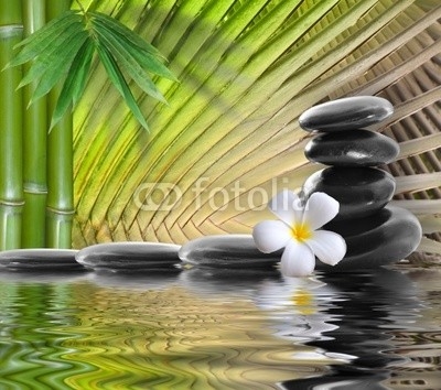 spa stones,bamboo  with frangipani