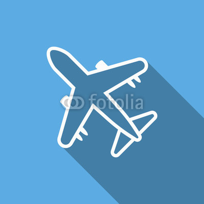 airplane icon with long shadow