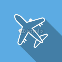Fototapety airplane icon with long shadow