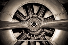 Naklejki vintage propeller aircraft engine closeup