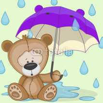 Naklejki Bear with umbrella