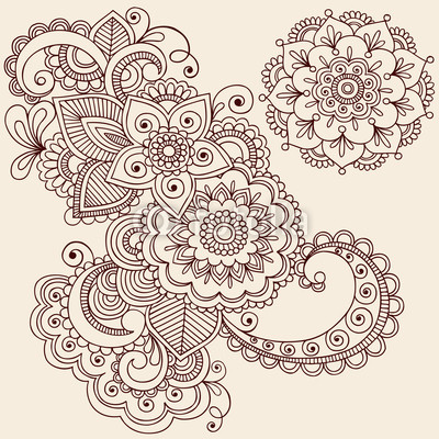 Henna Tattoo Abstract Paisley Flower Doodles Vector