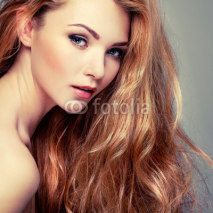 Fototapety Beautiful  girl, isolated on a light - grey, emotions, cosmetics