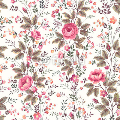 seamless floral rose pattern on white background