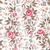 Fototapety seamless floral rose pattern on white background