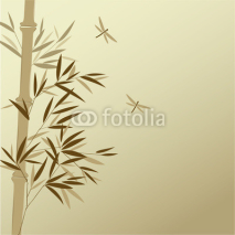 Naklejki Bamboo with dragonflies in Chinese painting style