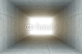 Fototapety 3d rendering : illustration of Abstract square cement concrete tunnel interior,light at the end of tunnel, go to success concept, abstract tunnel background