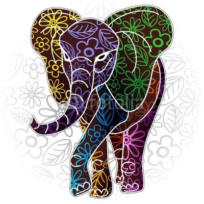 Elephant Floral Batik Art Design