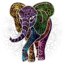 Fototapety Elephant Floral Batik Art Design