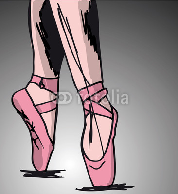 Sketch of ballet dancer's feet. Vector illustration