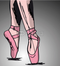 Fototapety Sketch of ballet dancer's feet. Vector illustration