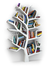 Naklejki Tree of knowledge. Bookshelf on white background.