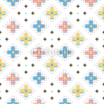 Fototapety Vector creative seamless pattern, trendy geometric background. Minimal design elements, interpretation of retro style Memphis 80s 90s, Hipster Boho textiles. Abstract poster, cover, card design