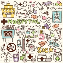 Fototapety Cute Doodle Hospital