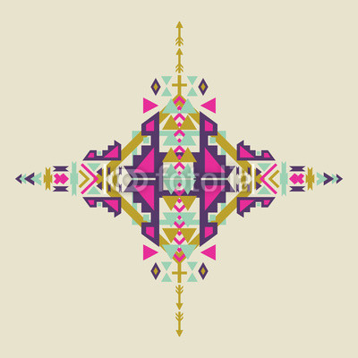 Tribal element in aztec stile, tribal design isolated on pastel background. American indian motifs. Vector colorful elements on native ethnic style.