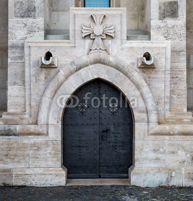 Ancient door of Matthias church. Budapest. Hungary