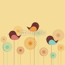 Naklejki Background with birds and flowers