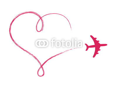 Heart shaped icon in air, made by plane