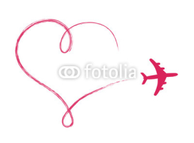 Fototapety Heart shaped icon in air, made by plane