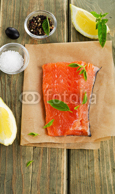 Salmon on a wooden board