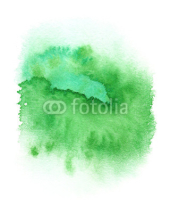 Naklejki Bright green round paint splash painted in watercolor on clean white background