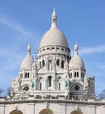 The facade of Sacre Ceure cathedral in Paris
