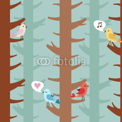 Love birds on trees