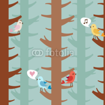 Naklejki Love birds on trees